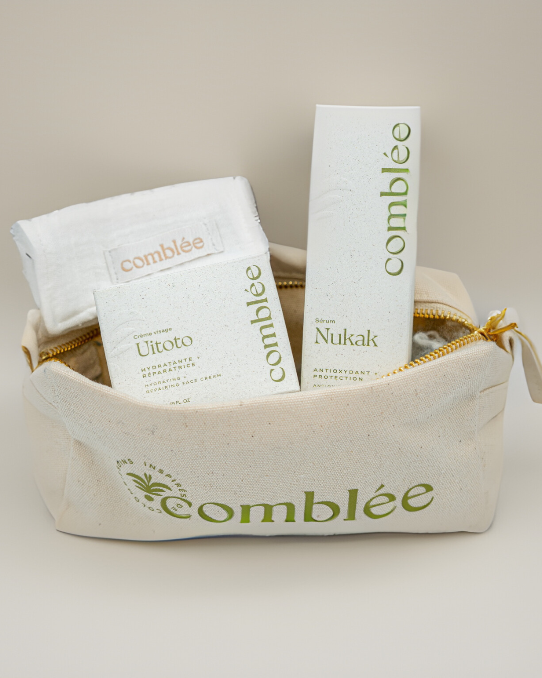 Routine minimaliste peau sensible avec sérum antioxydant et crème réparatrice Comblée