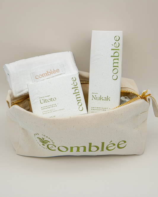 Routine minimaliste peau sensible avec sérum antioxydant et crème réparatrice Comblée